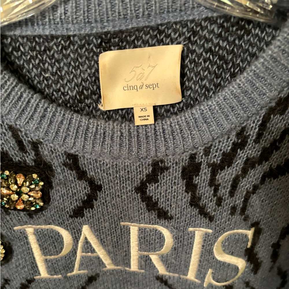 Cinq à Sept Blue and Black Sweater - Picture 8 of 11